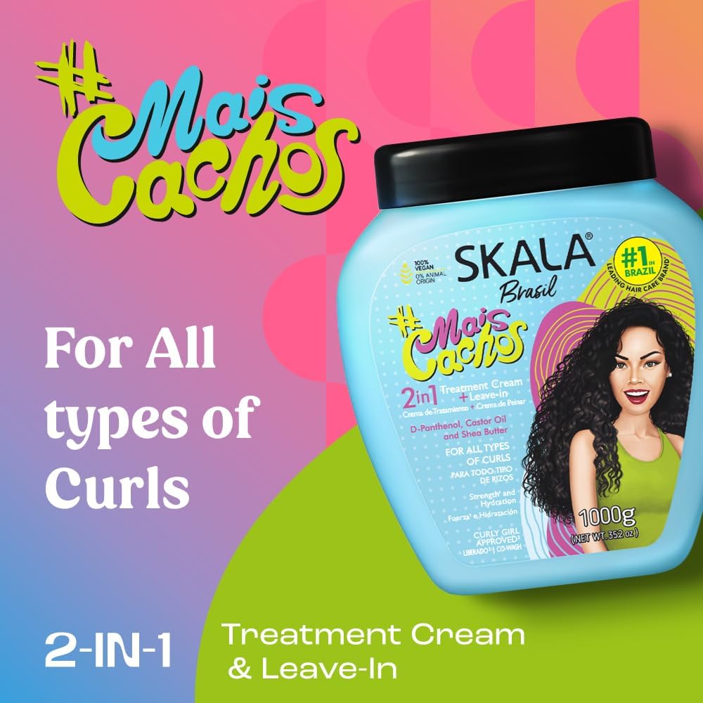 SKALA Mais Cachos cream-to-comb bottle for easy detangling and styling.