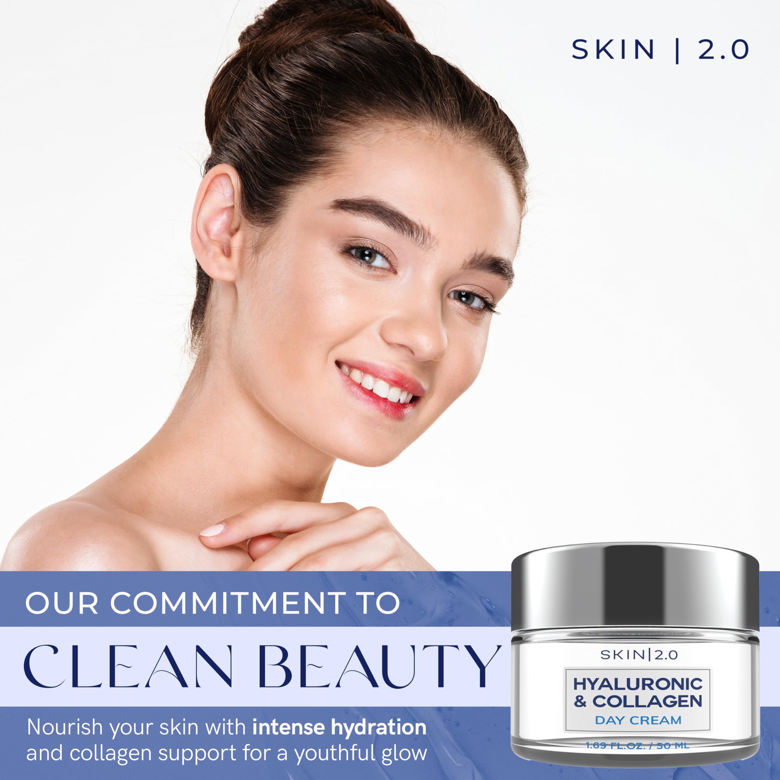 Skin 2.0 aplicación de crema día en la mano, absorción rápida.