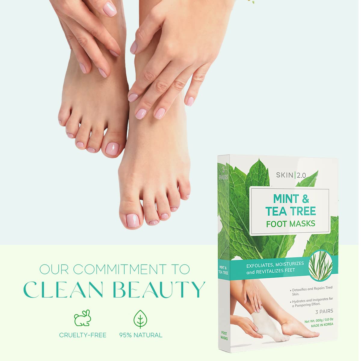 Skin 2.0 mascarilla-pie-arbol-te-menta-hidratacion-profunda: hidrata profundamente la piel de los pies