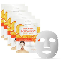 Skin 2.0 mascarilla vitamina C y colágeno frente al empaque para brillo natural
