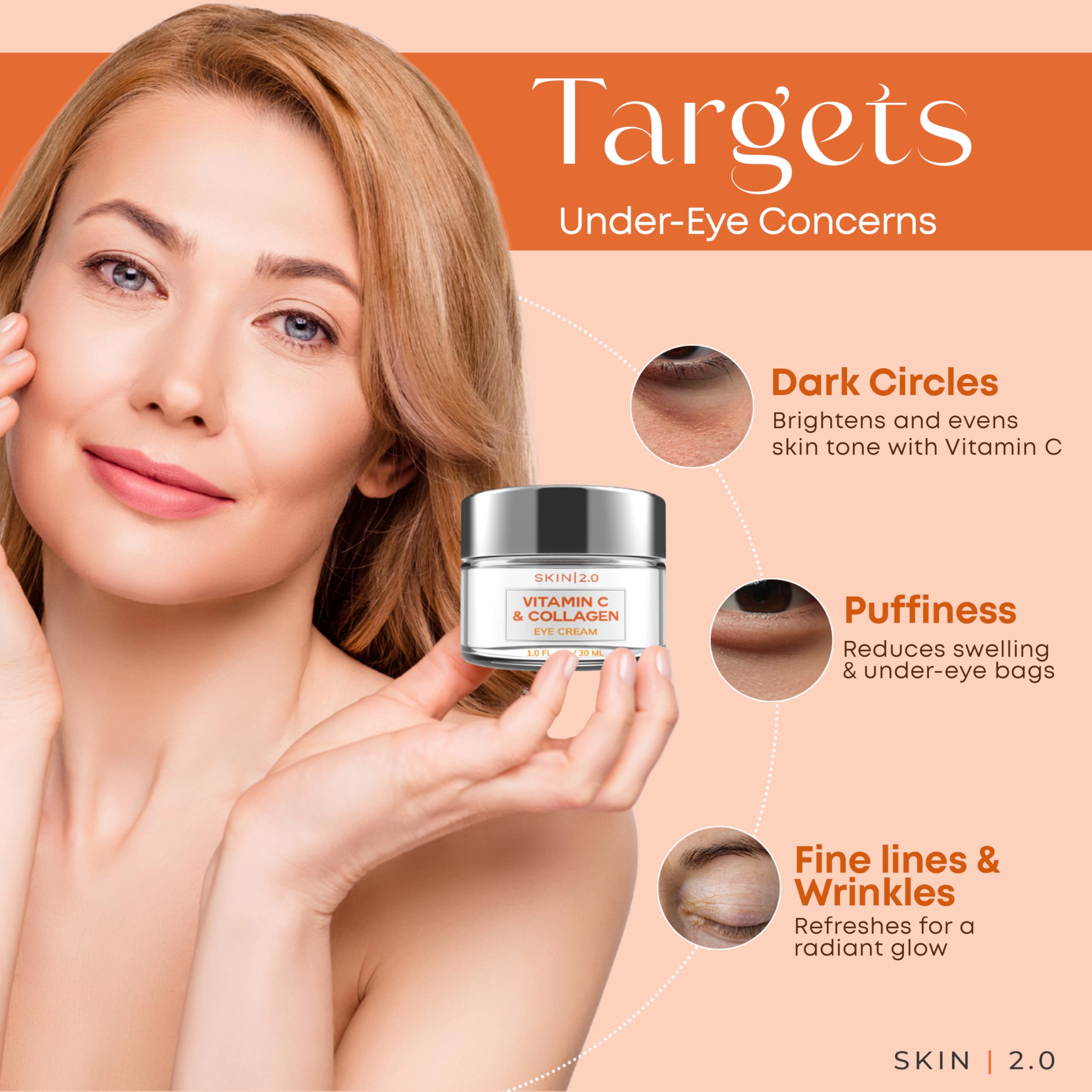 Skin 2.0 crema de ojos, textura ligera para piel sensible alrededor de ojos.