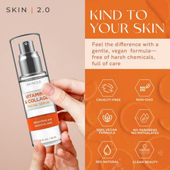 Skin 2.0 Vitamin C Serum swatch on skin showing texture and glow.