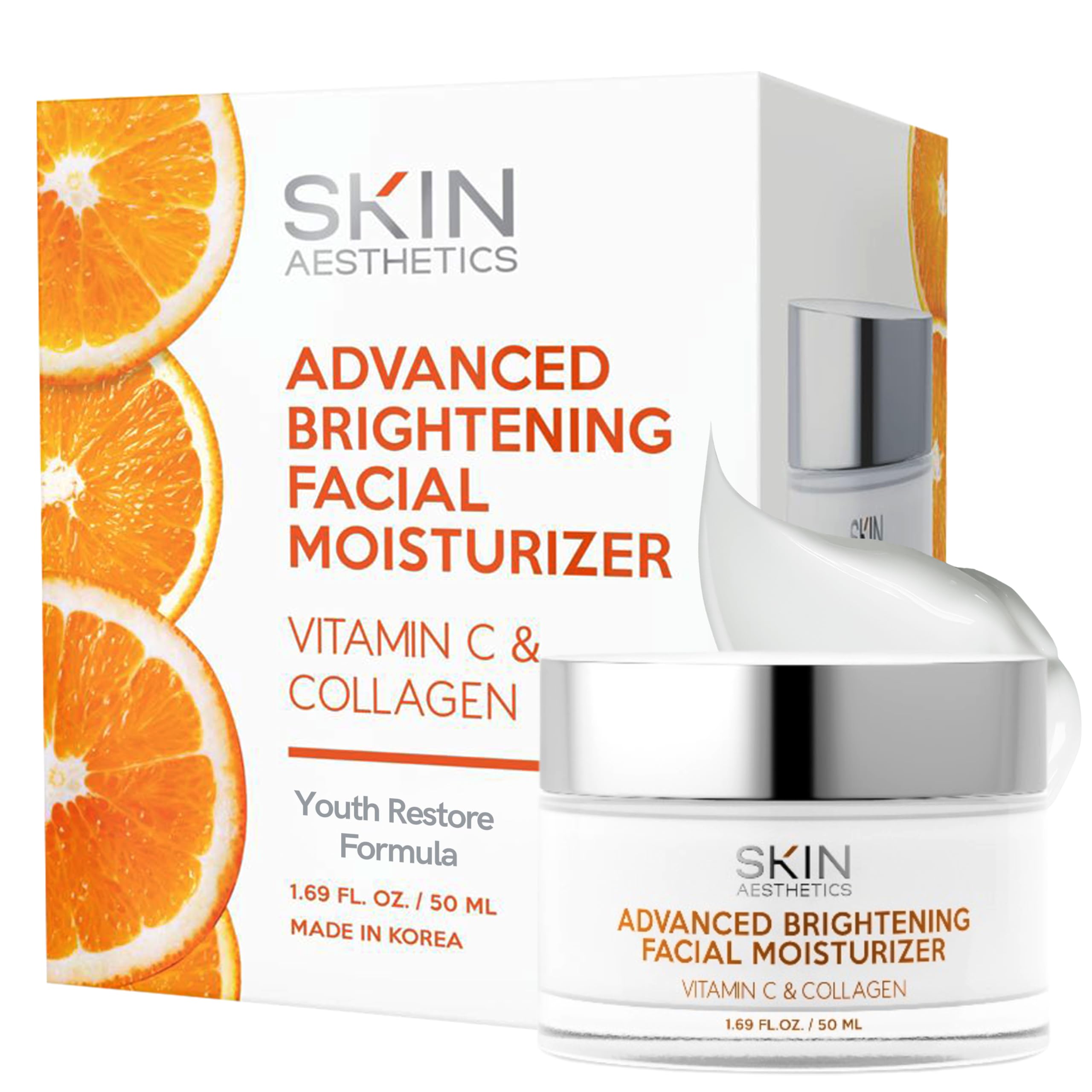 Skin Aesthetics Vitamina C y Colágeno, crema de día en envase, ilumina la piel