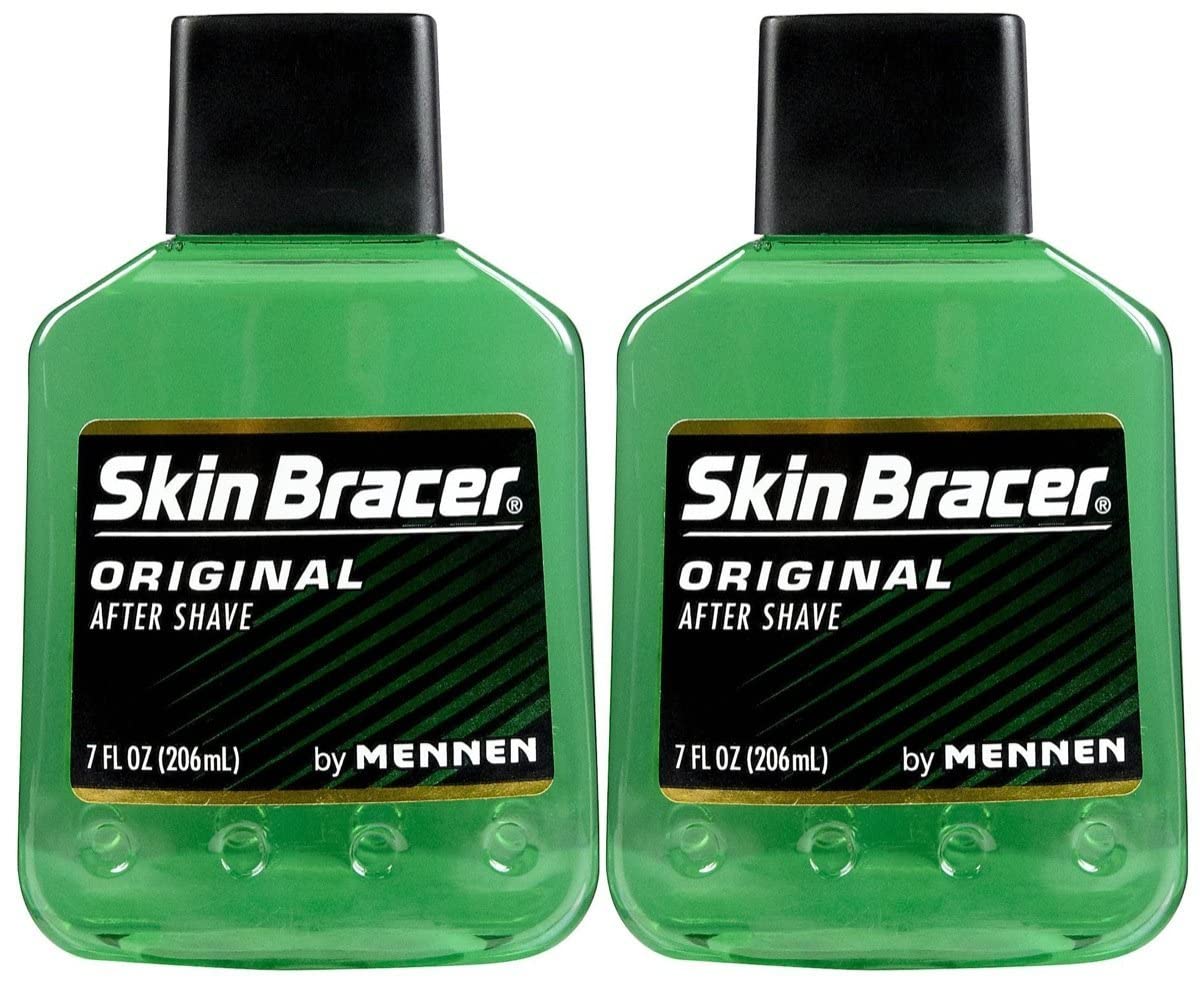 Skin Bracer by Mennen Afta bottle front view, cooling post-shave sensation.