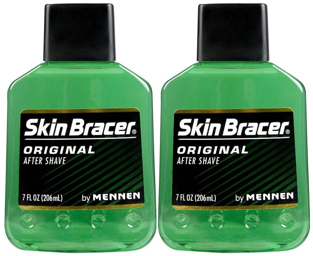 Skin Bracer by Mennen Afta bottle front view, cooling post-shave sensation.