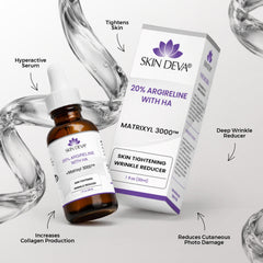 SKIN DEVA Argireline Serum label closeup highlighting peptide formula for glow