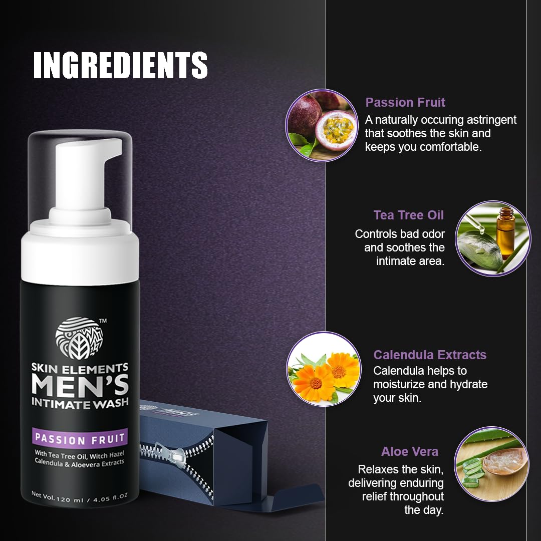 Skin Elements Intimate Wash con árbol de té y aloe para cuidado suave.