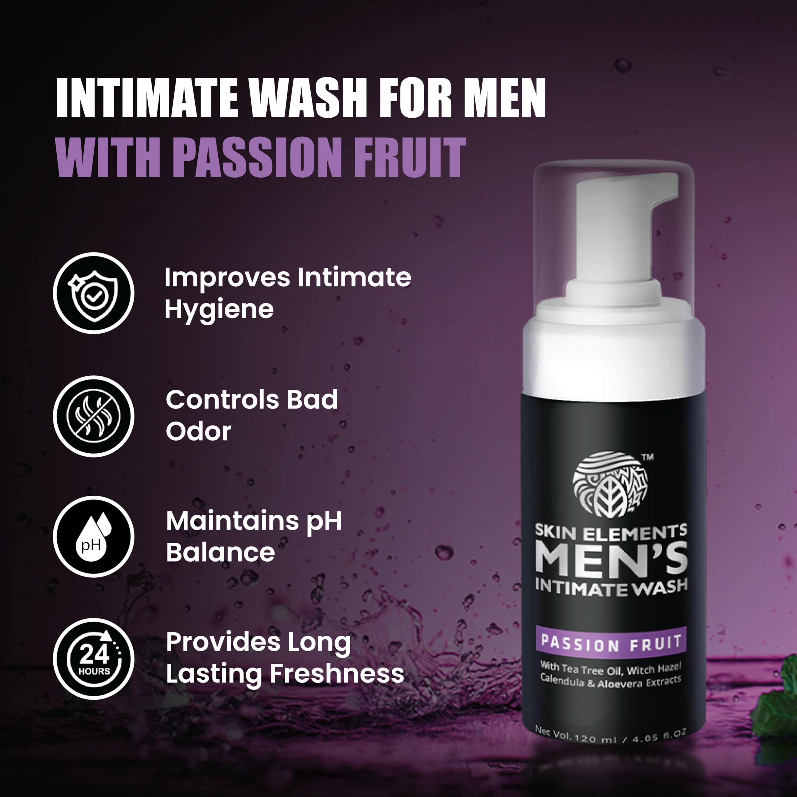 Espuma cremosa de Skin Elements Intimate Wash para higiene diaria.