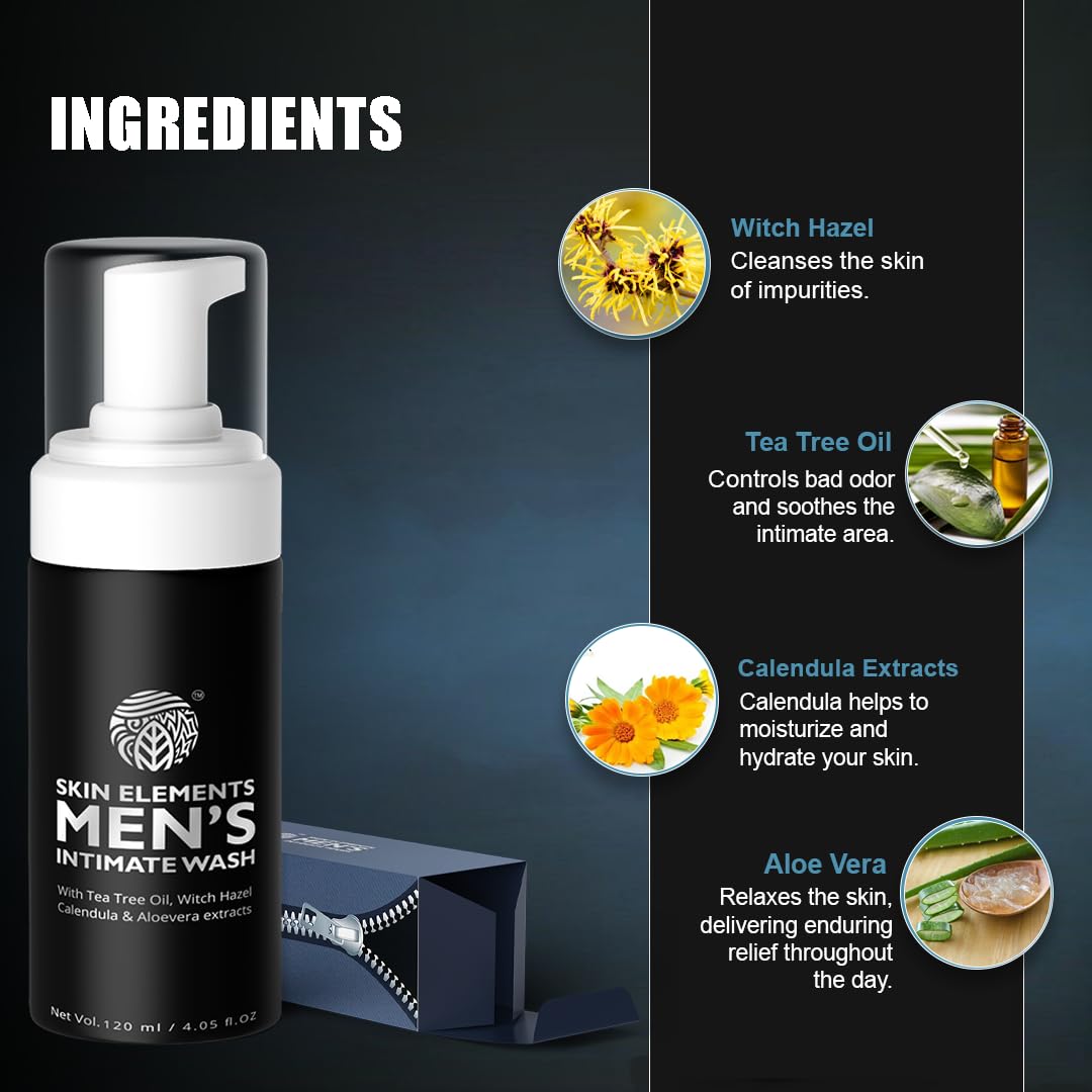 Skin Elements Intimo Hombres: hamamelis-natural ayuda a calmar la piel sensible tras la higiene.