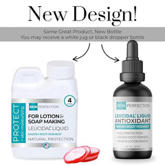Ingredients pack of Skin Perfection Leucidal Liquid highlighting radish-based formula