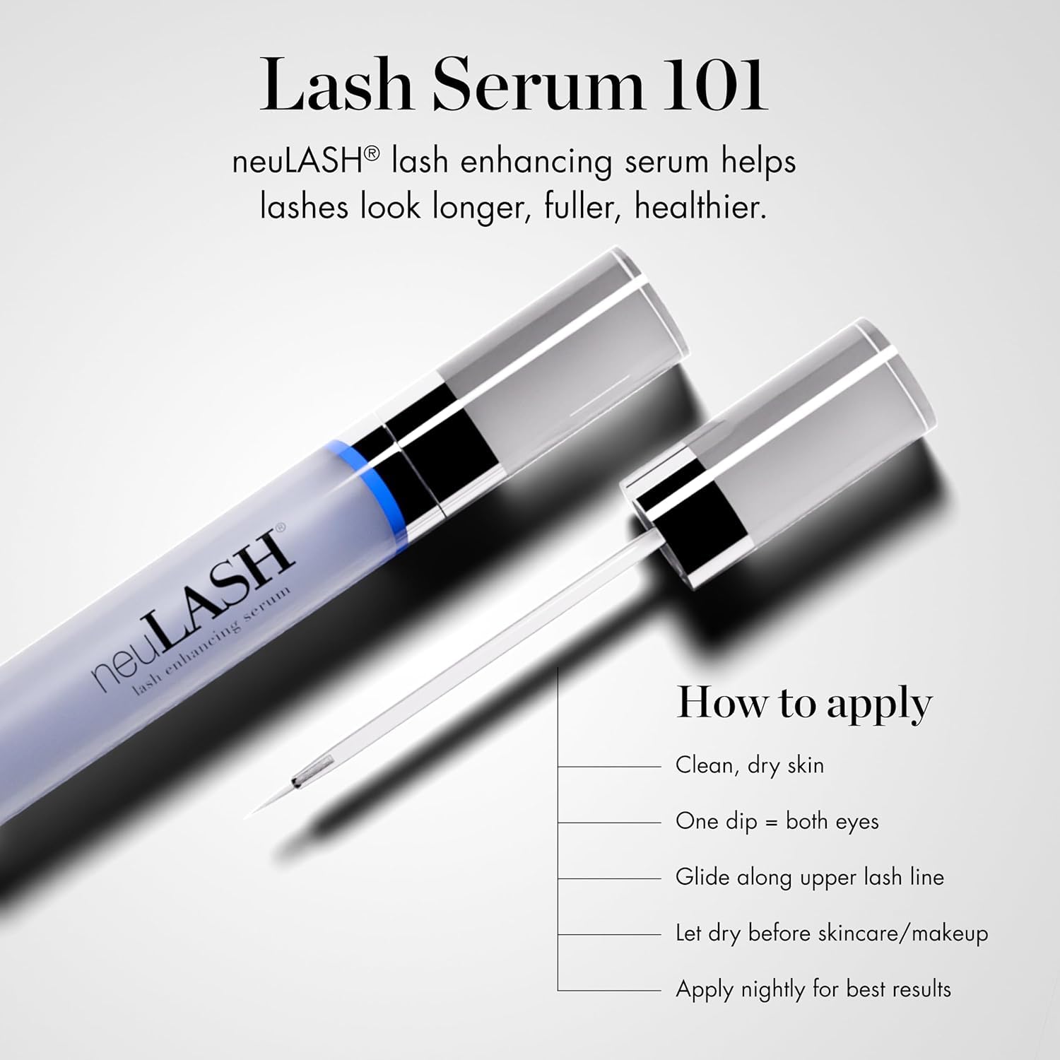 Skin Research Laboratories neuLASH hero shot showcases longer-looking lashes.