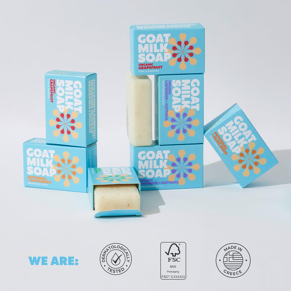 Skin Said Yes Jabón leche cabra envase papel reciclado para cuidado sostenible.