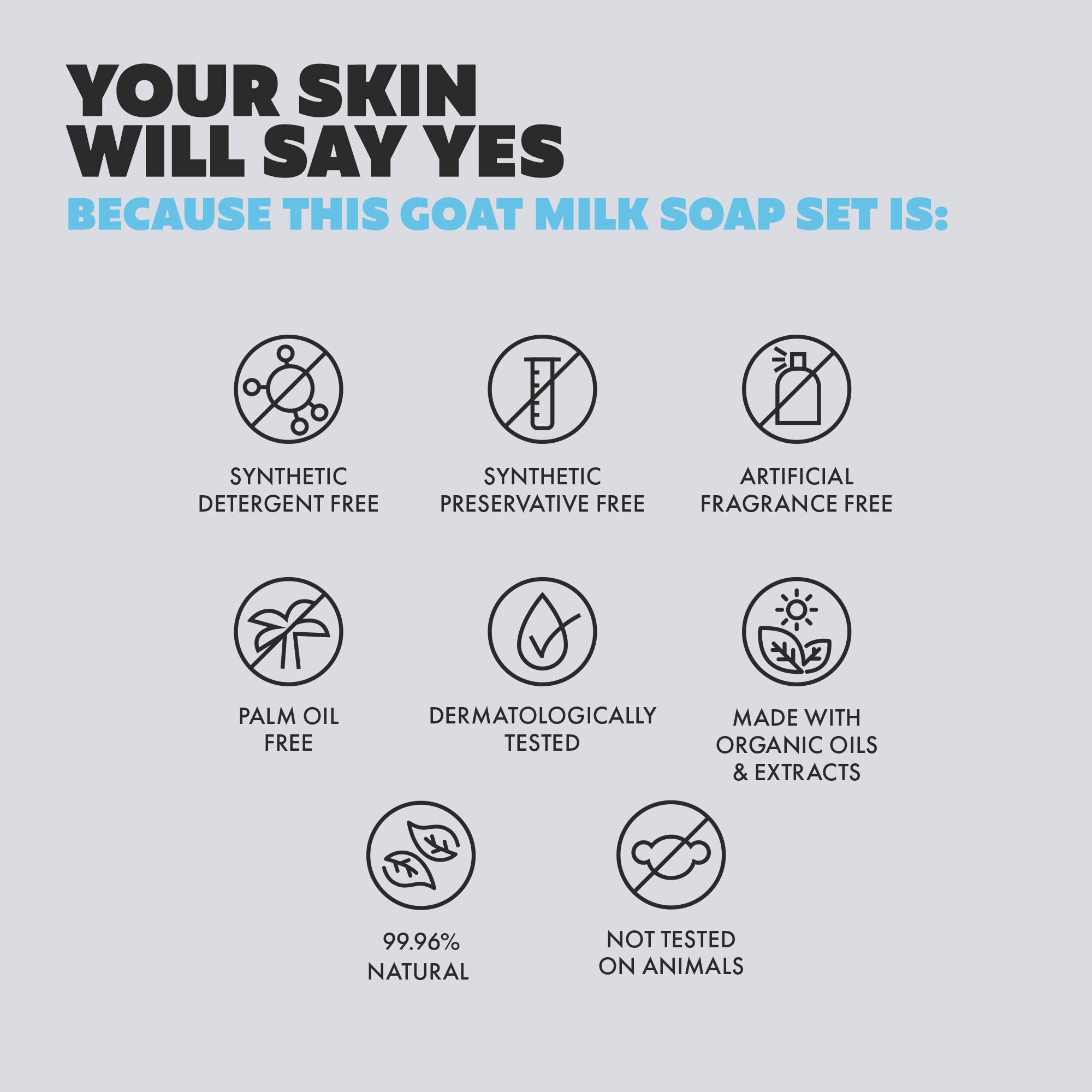 Skin Said Yes Jabón leche cabra pomelo, aroma fresco para la ducha.