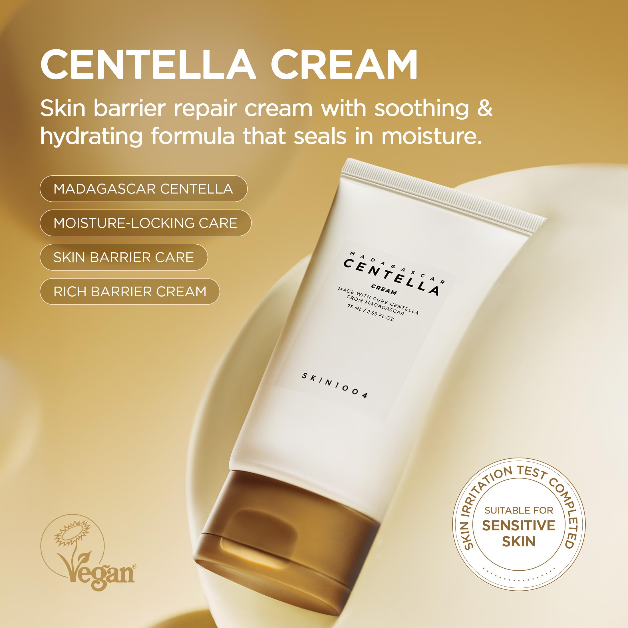 Textura cremosa de SKIN1004 Madagascar Centella Cream se absorbe rápido.
