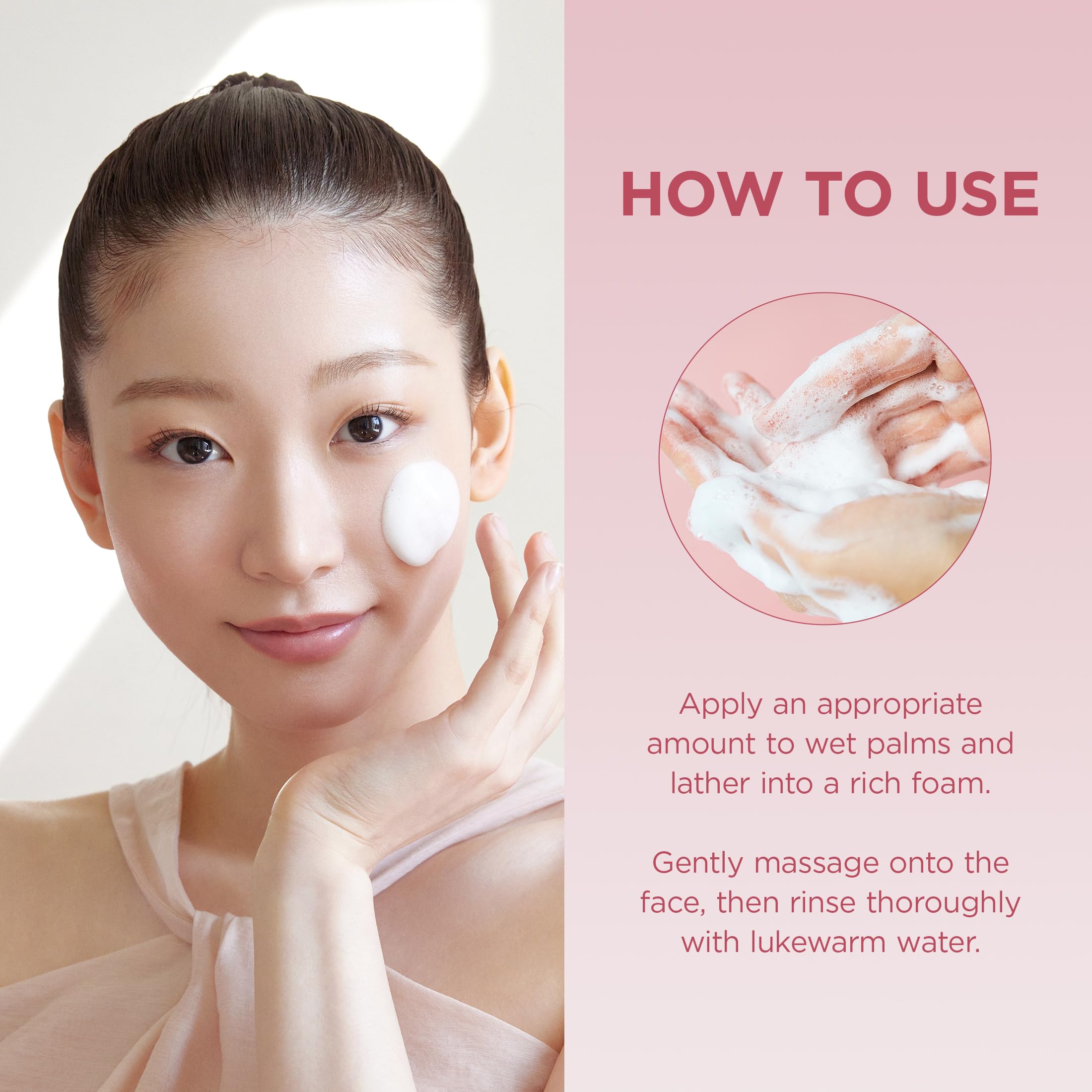 Aplicación en manos genera espuma cremosa y limpieza suave con SKIN1004.