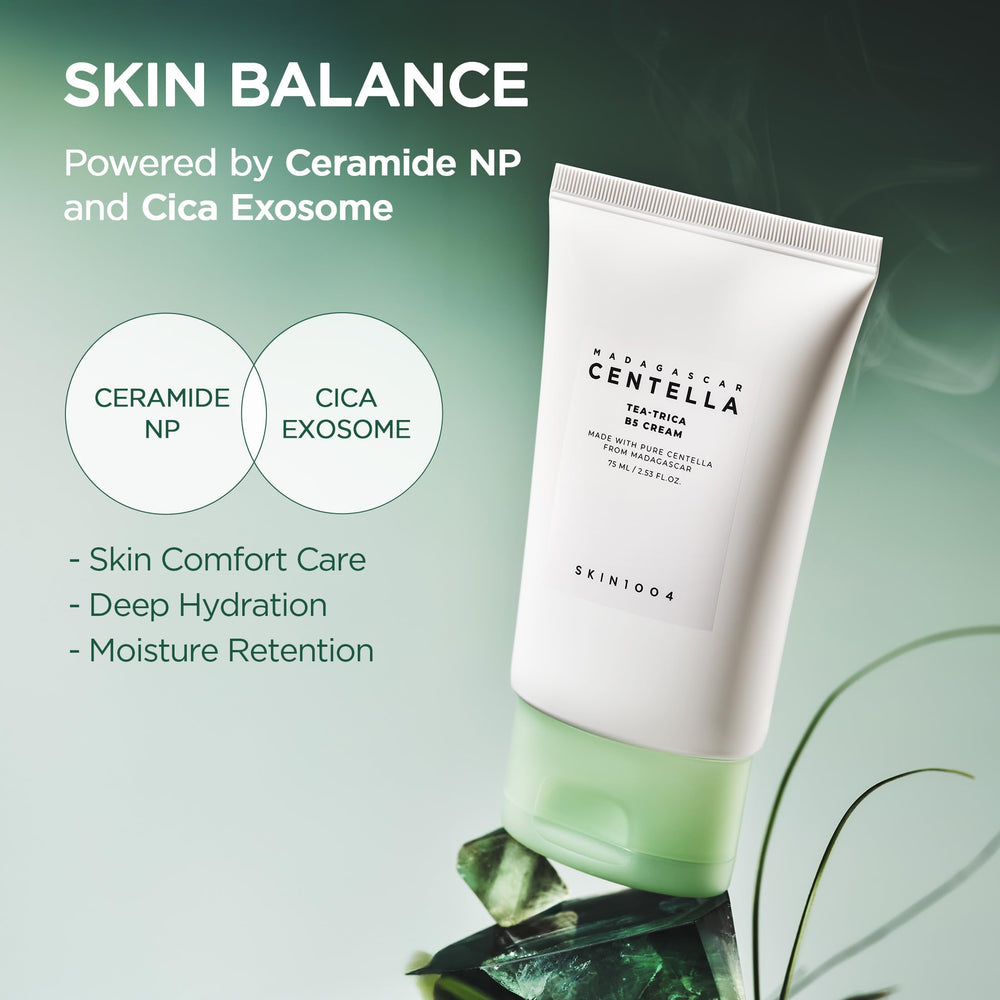 Protección de barrera con ceramidas en SKIN1004 Tea-Trica B5 Cream.