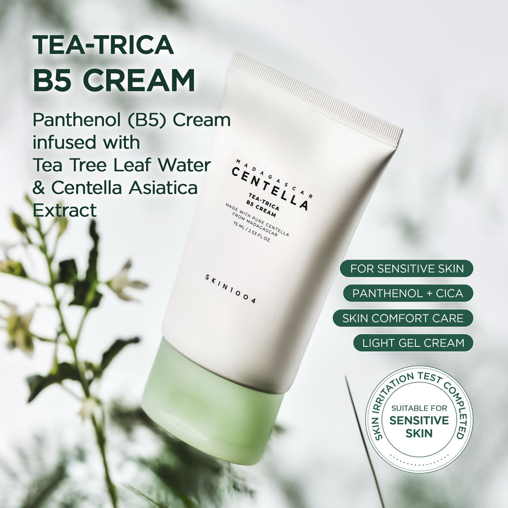Textura cremosa de SKIN1004 Tea-Trica B5 Cream para uso diario.
