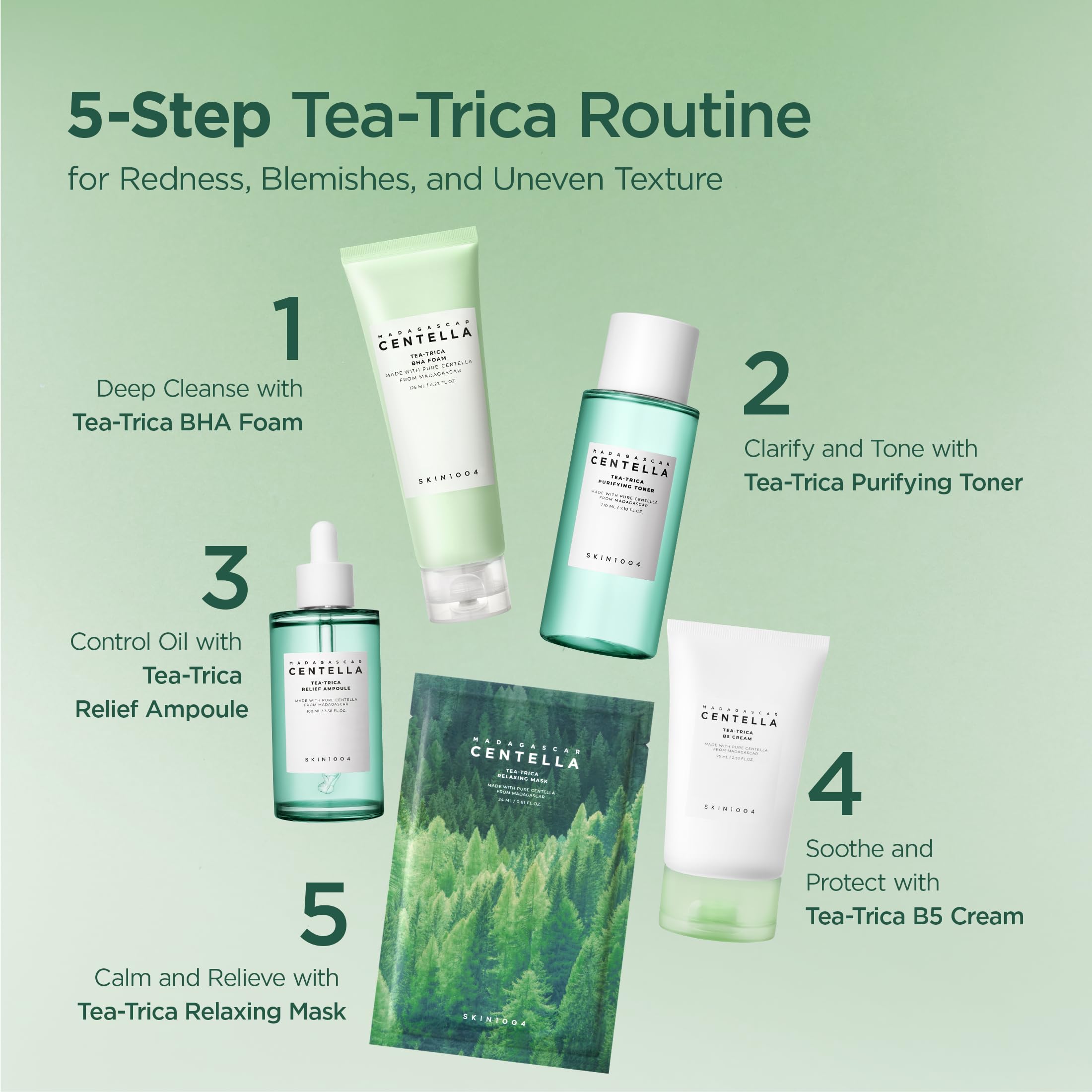 SKIN1004 Tea-Trica envase práctico para llevar en la rutina.