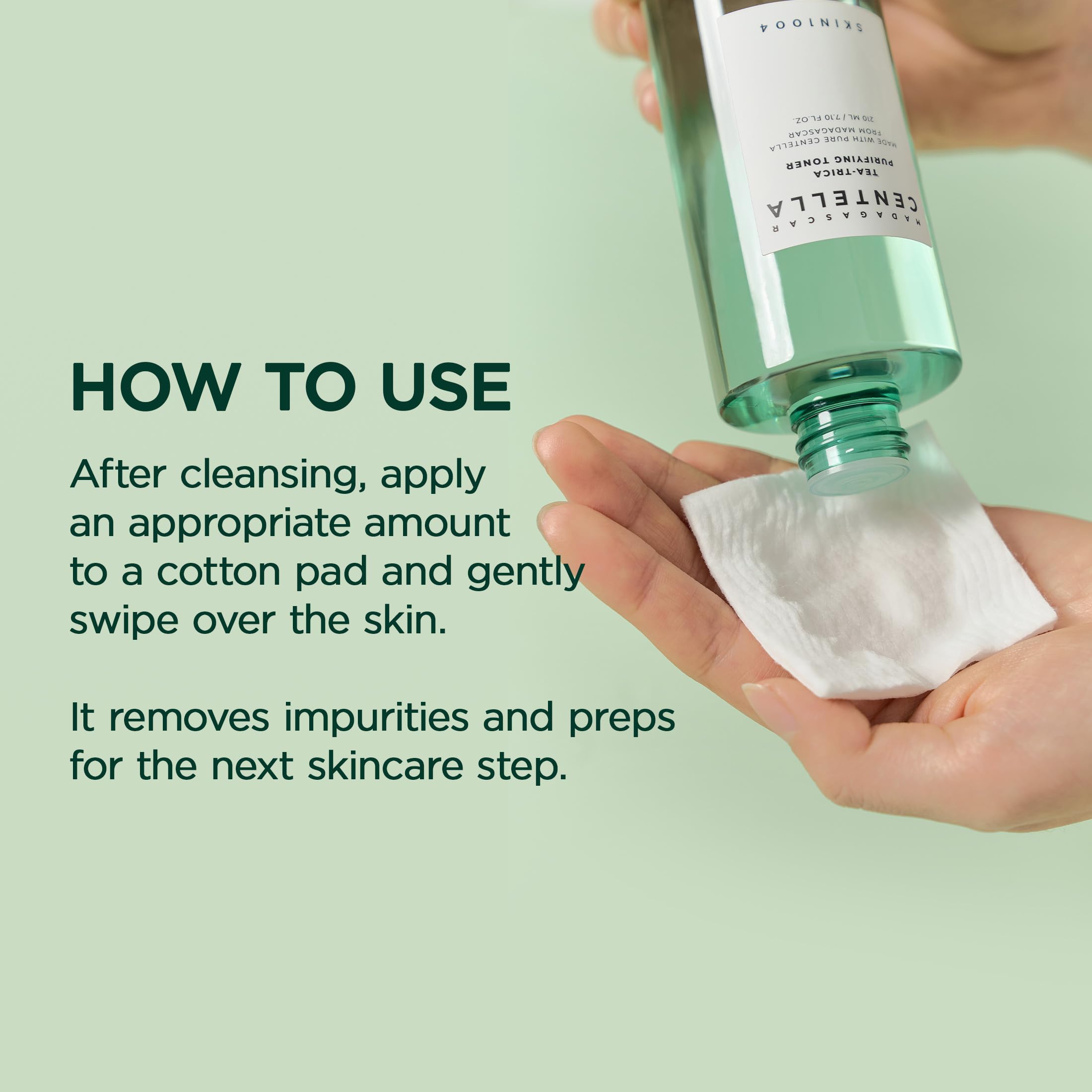 SKIN1004 Tea-Trica Purifying Toner, lista de ingredientes con Centella Asiática y árbol de té.