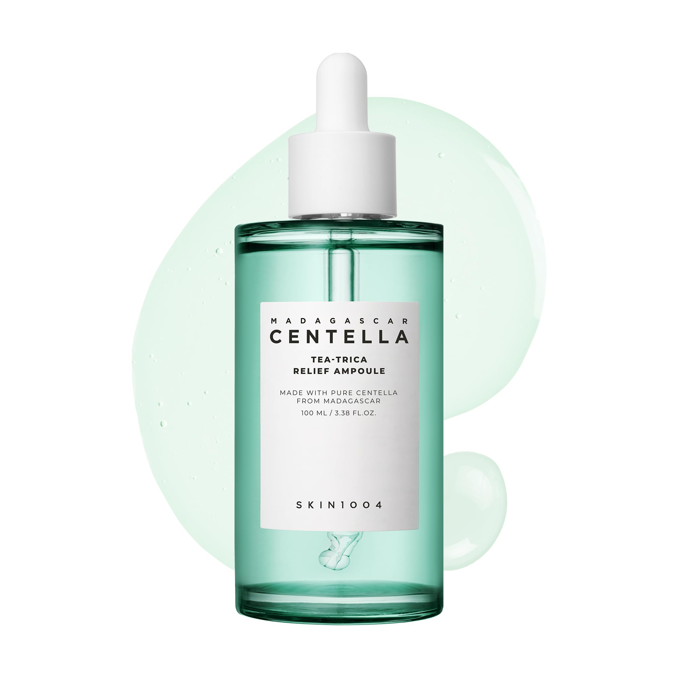SKIN1004 Tea-Trica Relief Ampoule bottle shows calming, hydrating serum