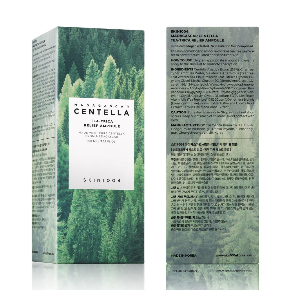 SKIN1004 Tea-Trica Relief Ampoule swatch shows translucent, lightweight feel