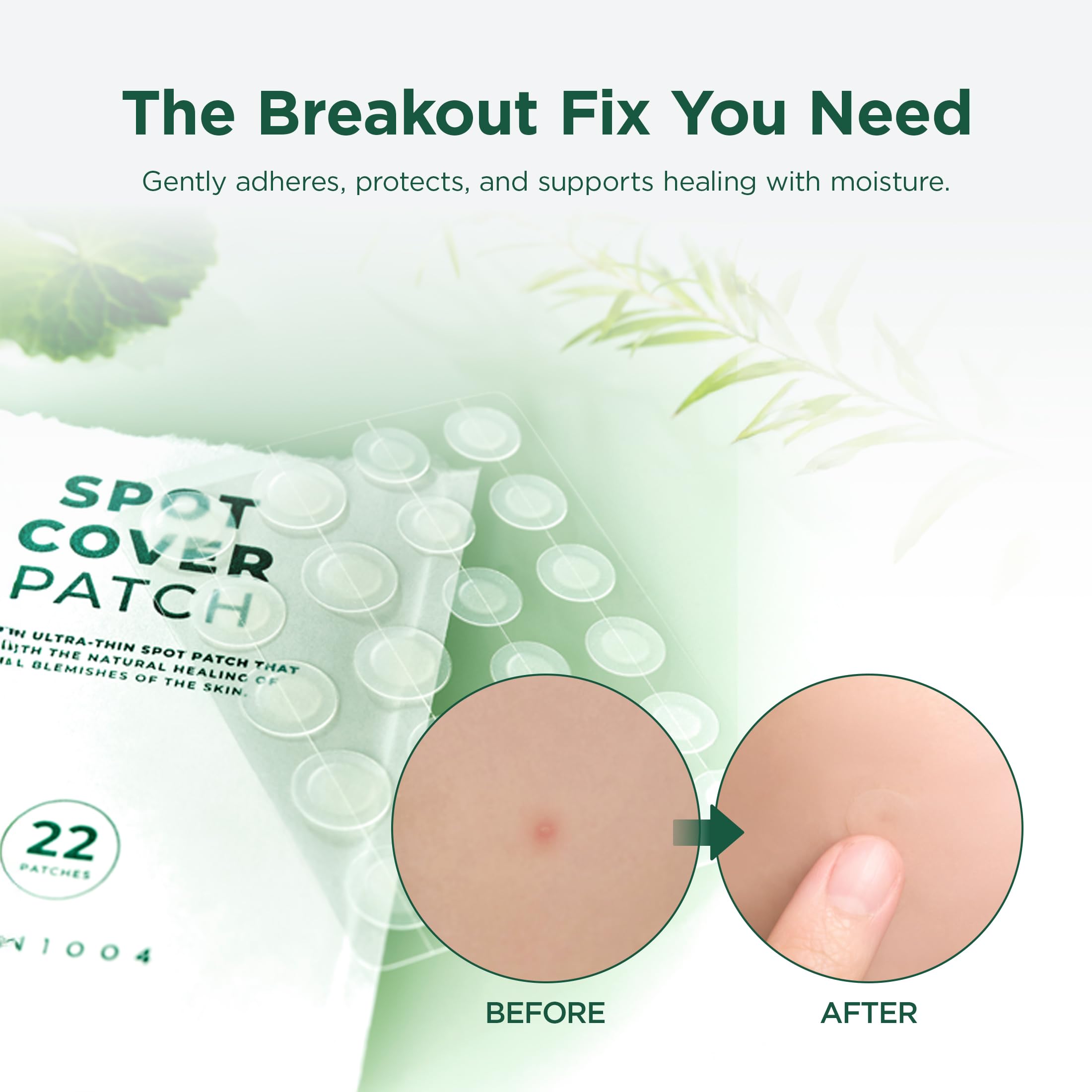 Patch adheres clearly under makeup for seamless daily wear with SKIN1004.