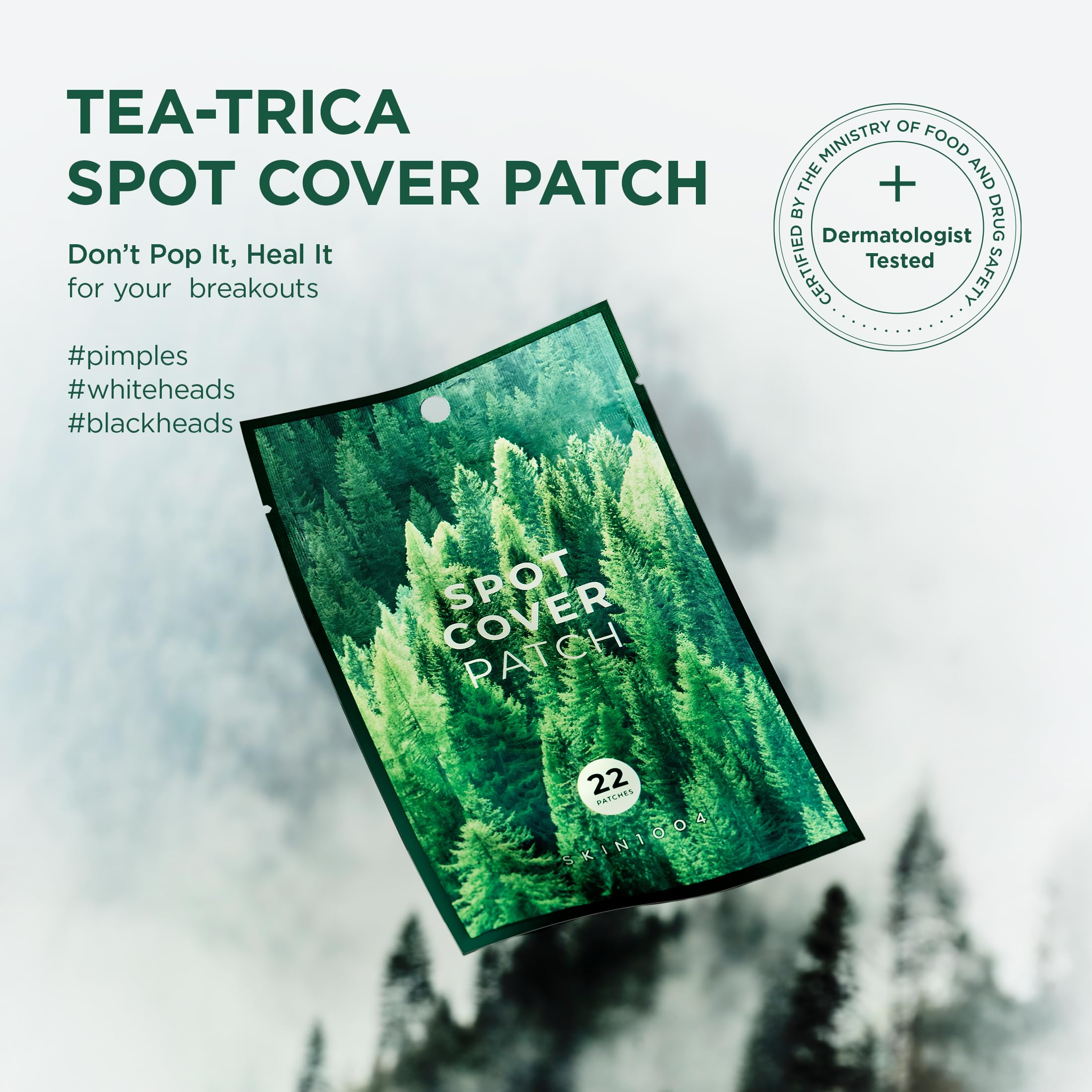 Slim bevel edge blends with skin tones on SKIN1004 Tea Trica Patch.