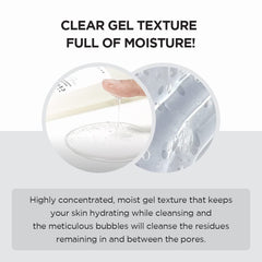 Texture de gel en la palma: limpia suavemente y mantiene la hidratación de la piel.