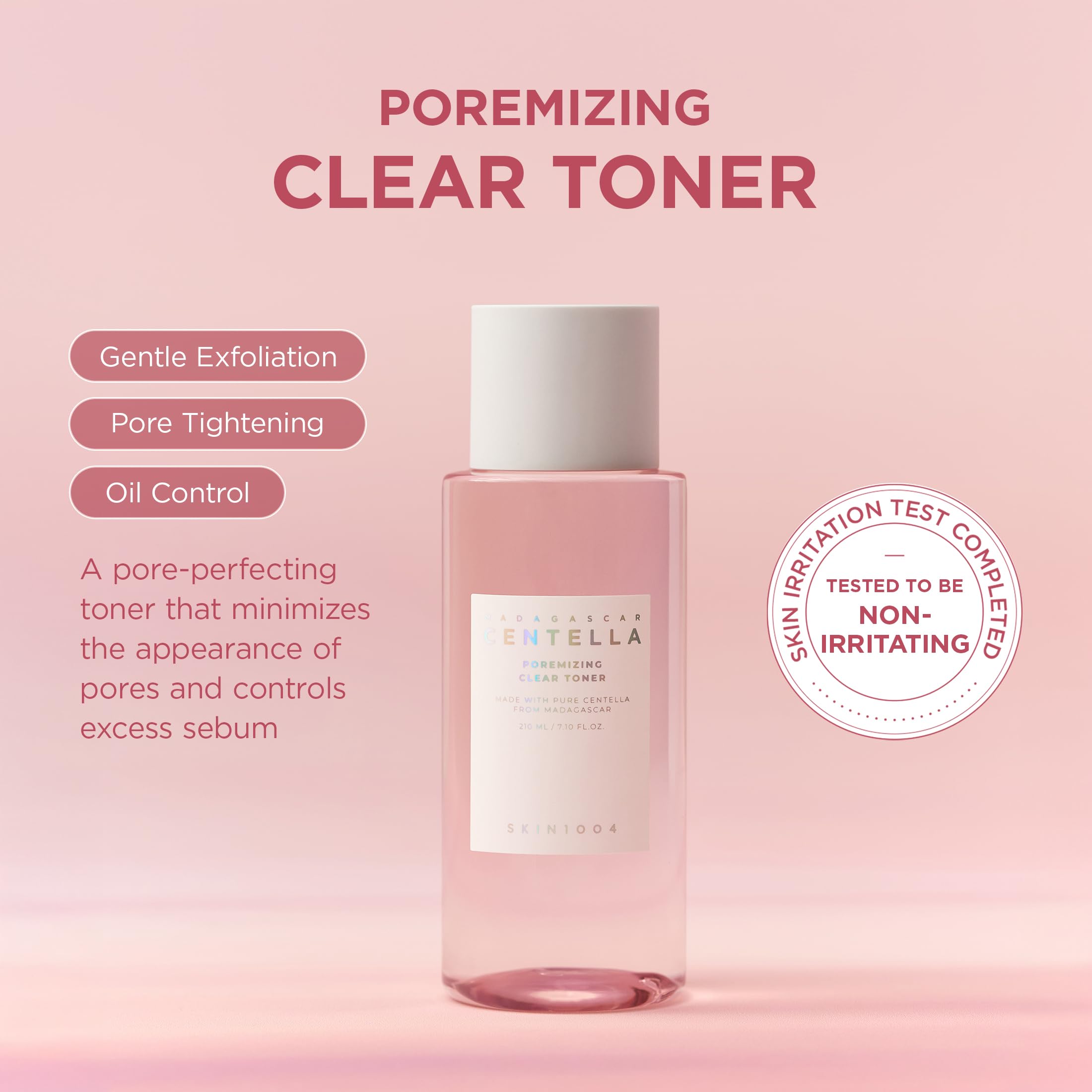 SKIN1004 Poremizing Clear Toner con disco de algodón para aplicación suave.