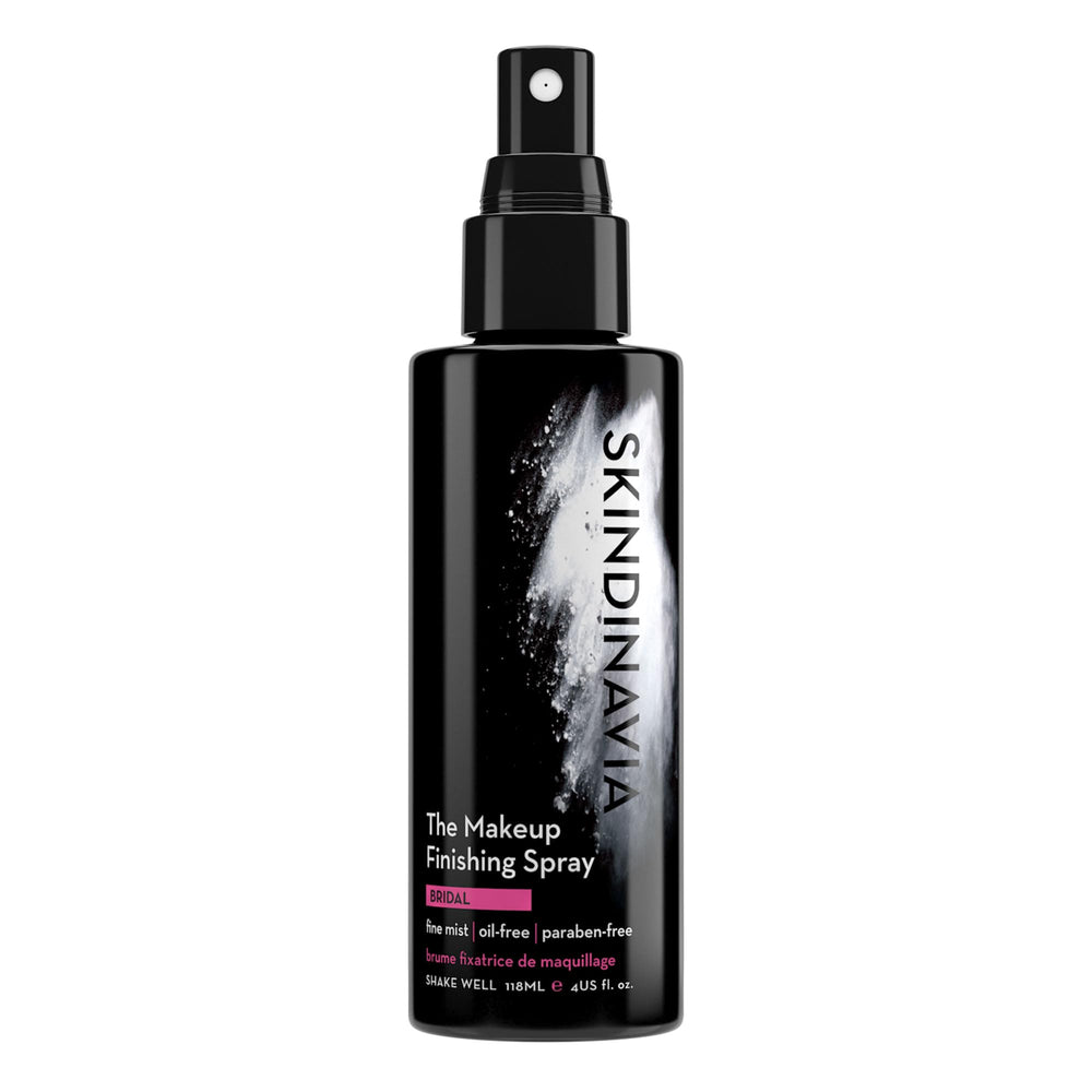Skindinavia makeup finishing spray bottle close-up for long-lasting wear