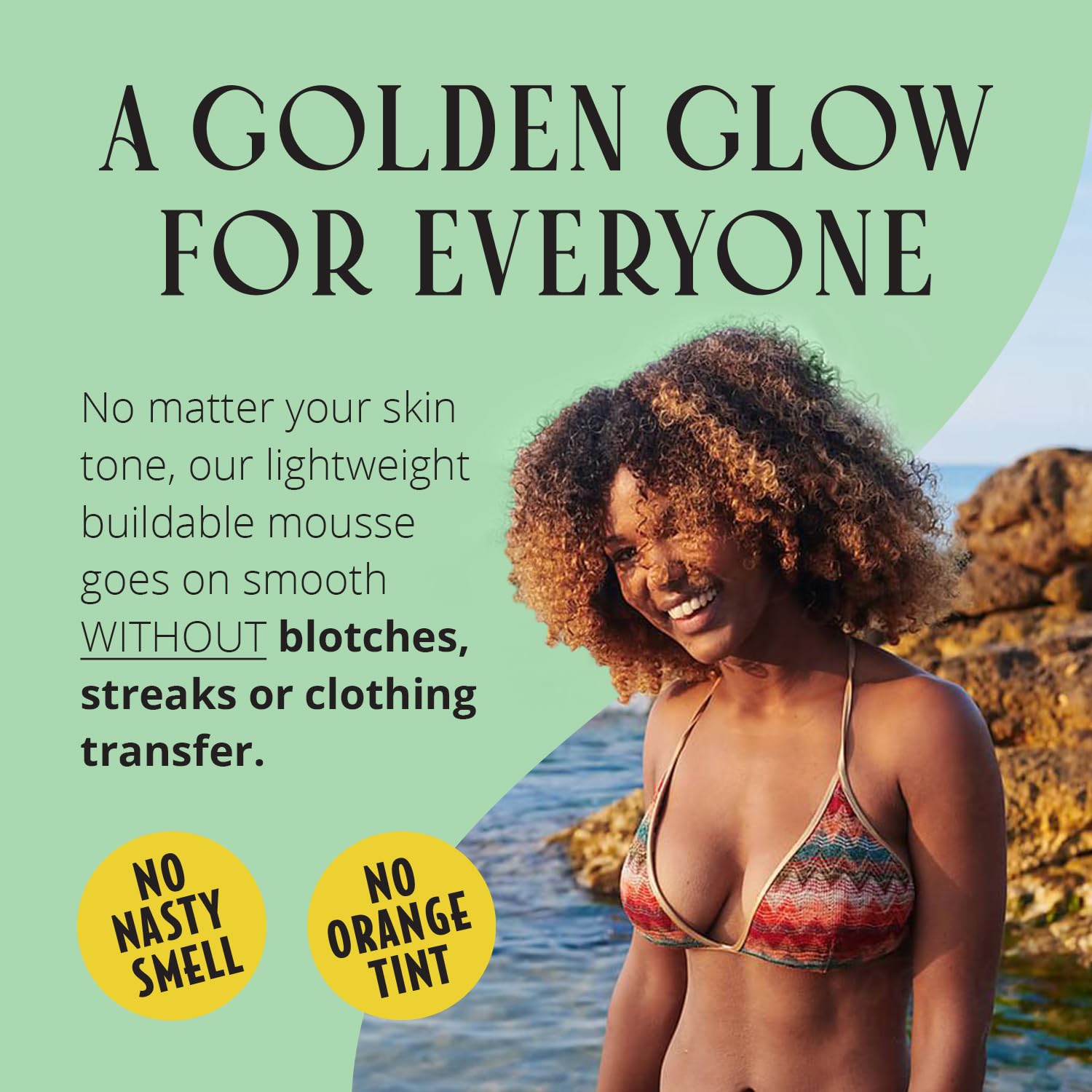 Natural-looking tan that builds gradually with Skinerals self tan mousse.