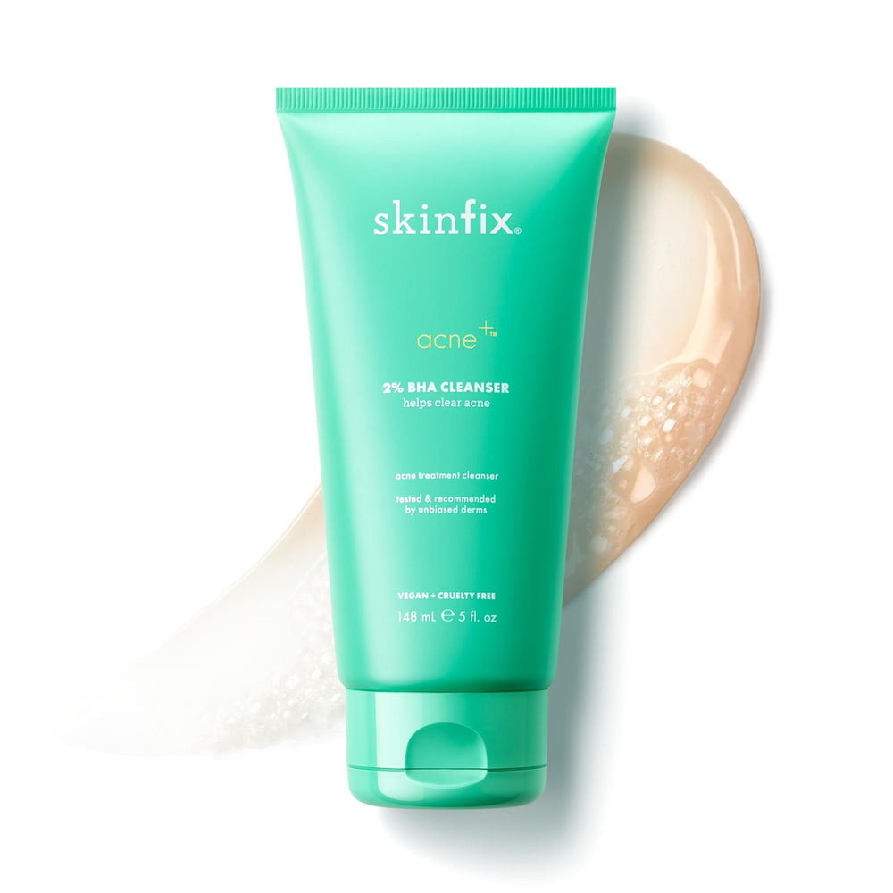 Skinfix 2% BHA Cleanser bottle front view for daily acne care.