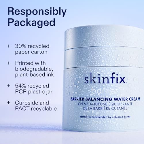 Close-up of Skinfix barrier balancing water cream on hydrated skin after use