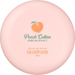 SKINFOOD Peach Cotton Pore Blur Pact for oil control and silky finish.