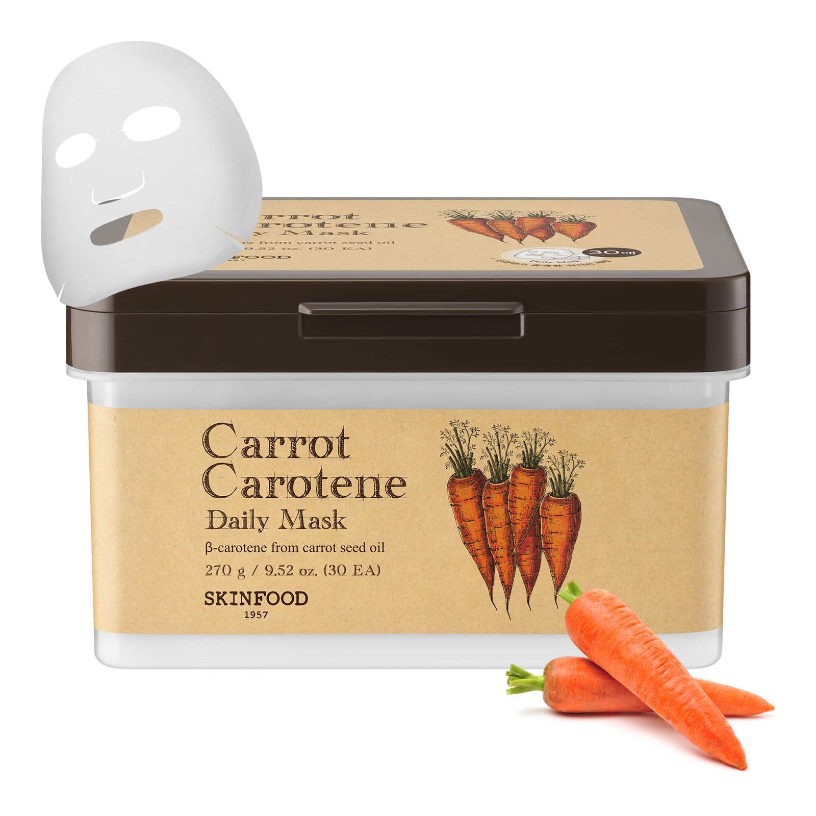Skinfood Carrot Carotene Daily Mask bulk pack sheet ready for quick hydration