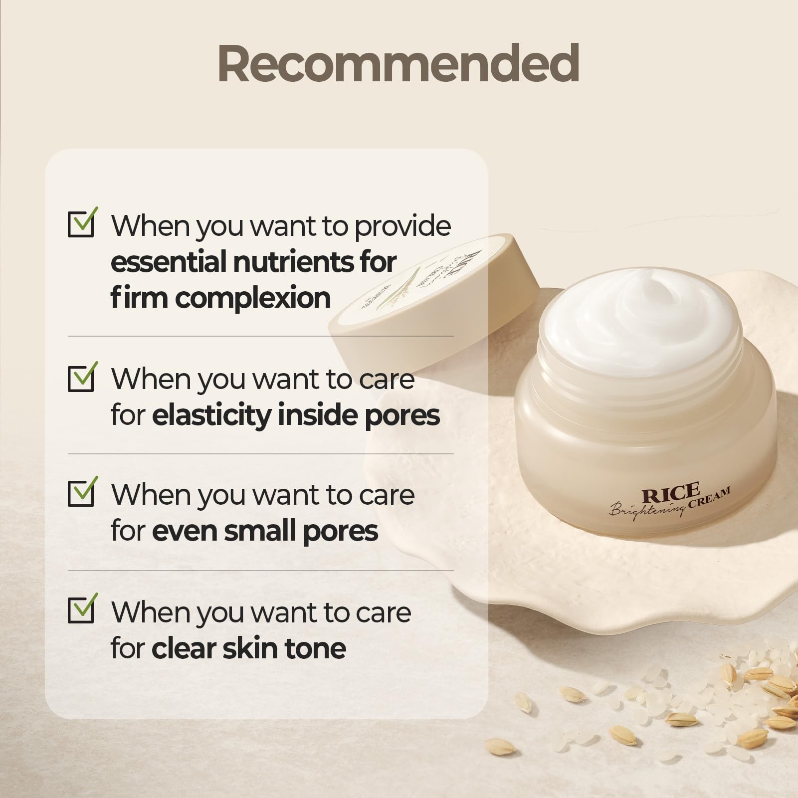 SKINFOOD Rice Brightening Cream nutrición intensa para piel suave.