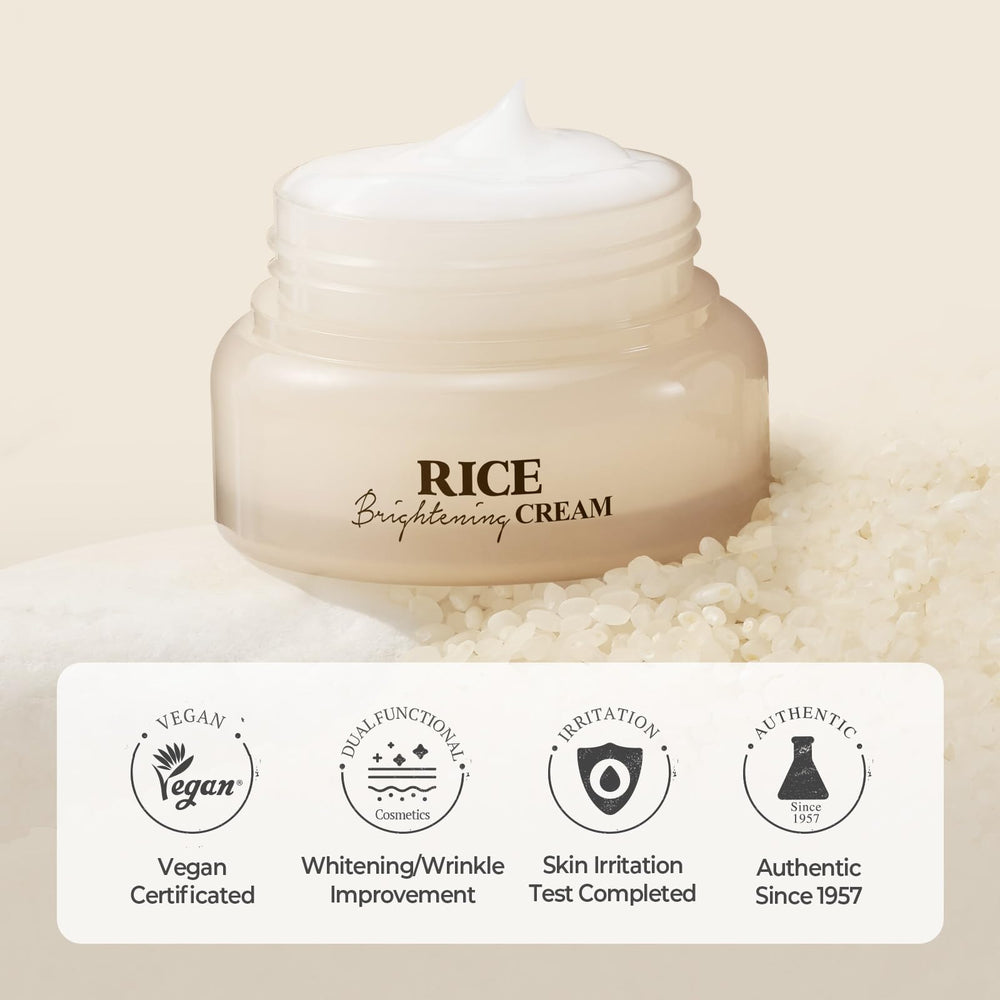 SKINFOOD Rice Brightening Cream uso diario para hidratación sostenida.
