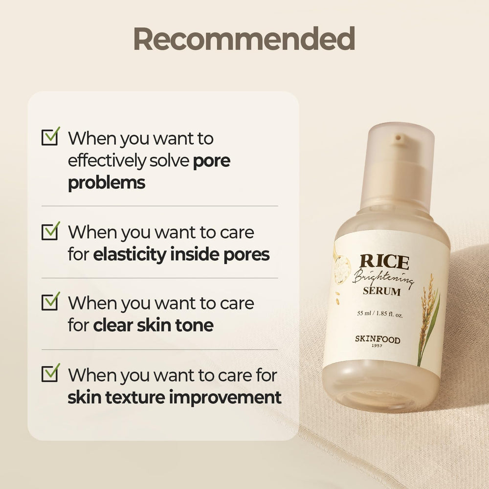 Rápida absorción y efecto de piel de vidrio con SKINFOOD Rice Serum