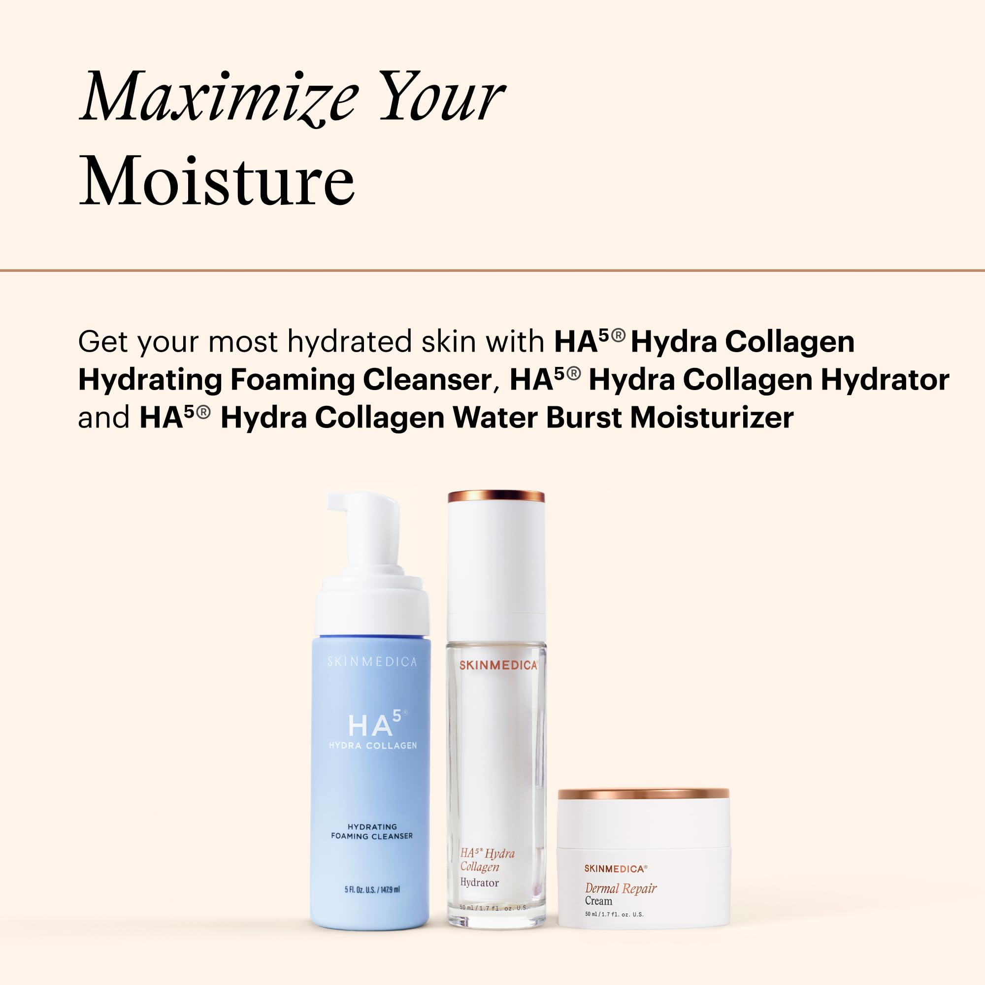 SkinMedica Dermal Repair Cream ingredient card featuring sodium hyaluronate and algae extract
