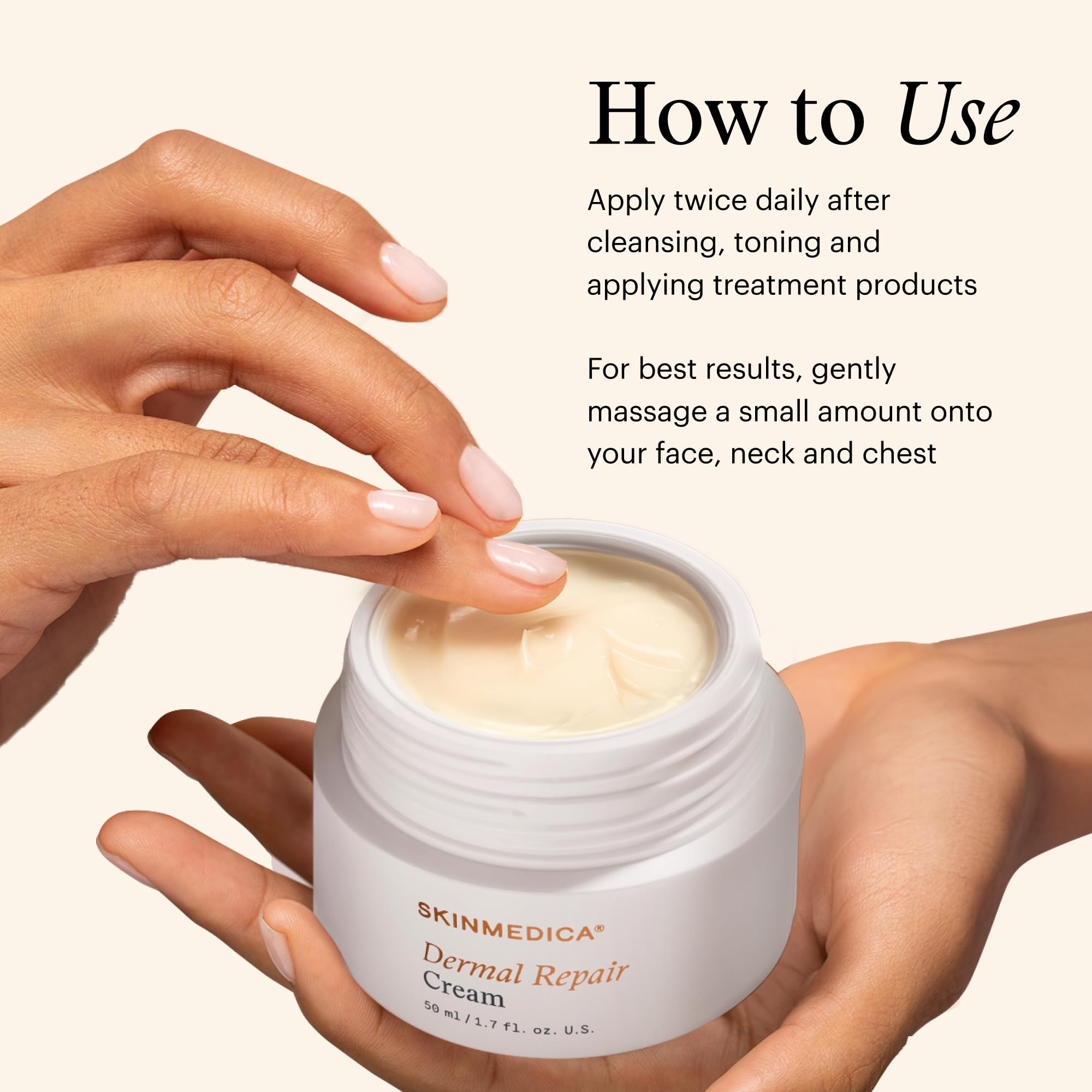 SkinMedica Dermal Repair Cream label highlights antioxidants vitamins C and E