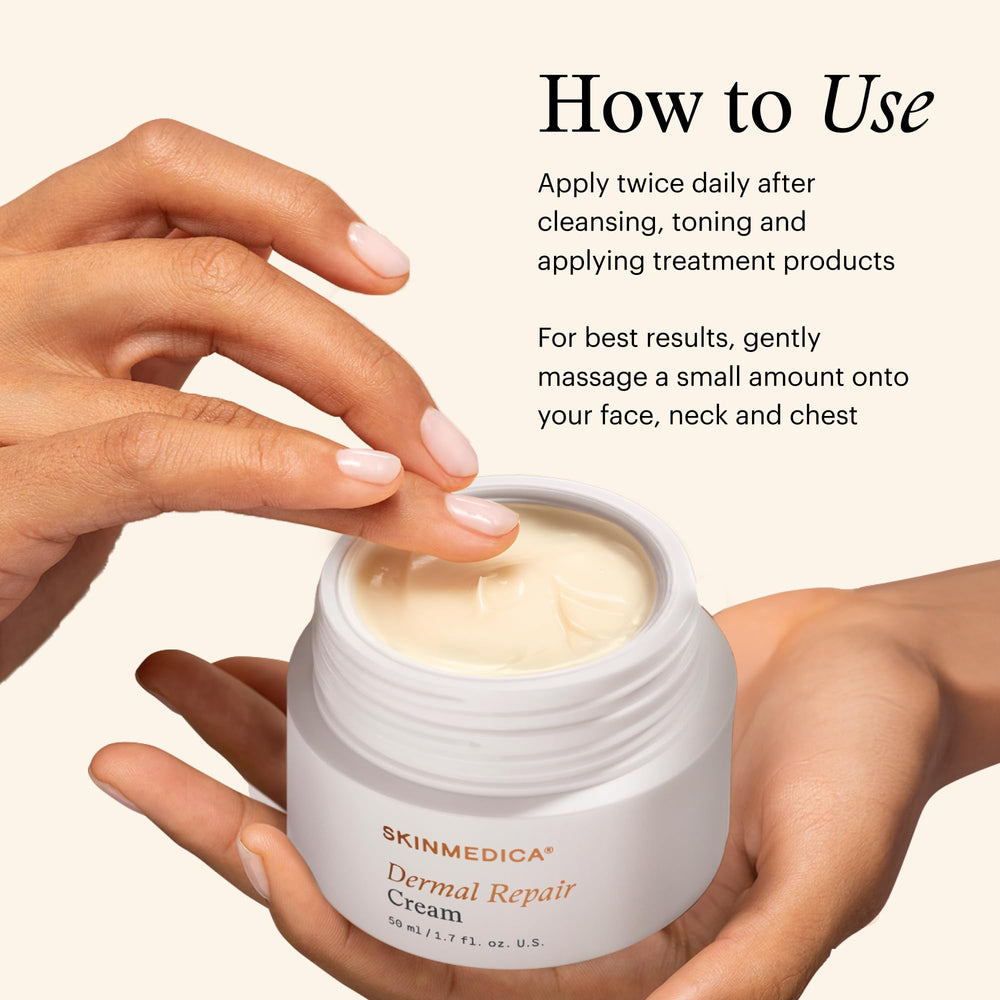 SkinMedica Dermal Repair Cream label highlights antioxidants vitamins C and E