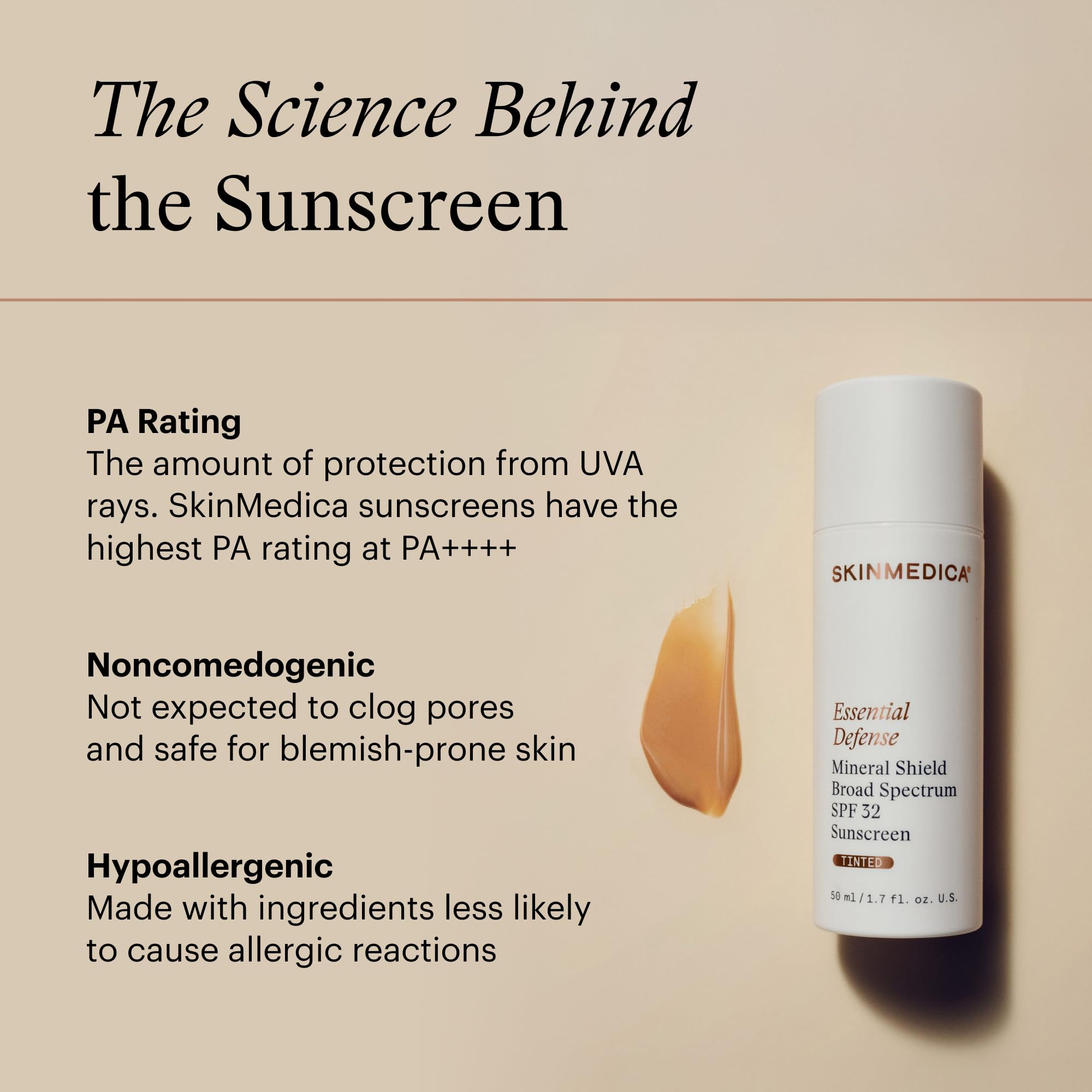 SkinMedica Essential Defense Mineral Shield SPF 32 tinted lightweight formula offers comfortable wear.