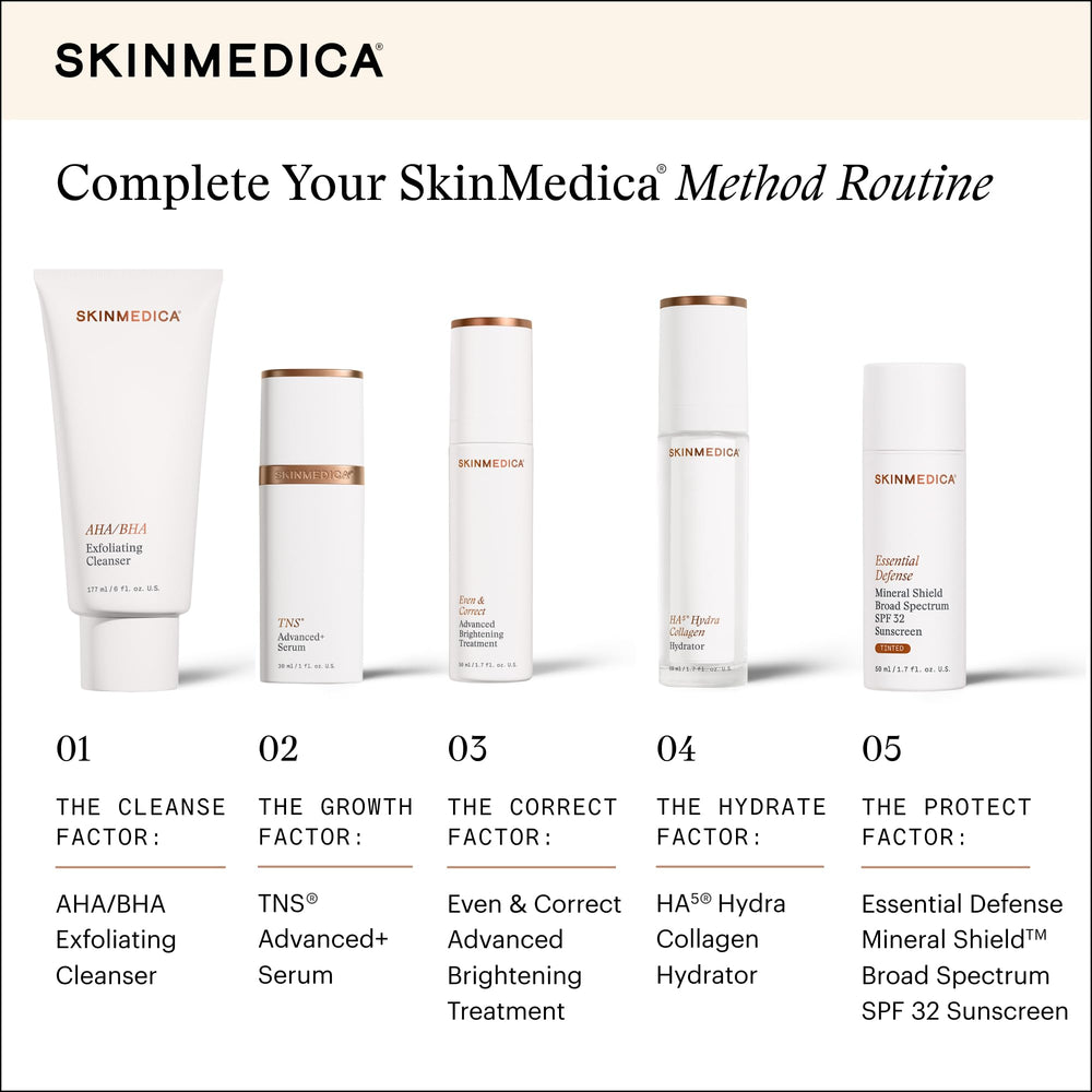 SkinMedica Essential Defense Mineral Shield SPF 32 tinted shade-compatible finish.