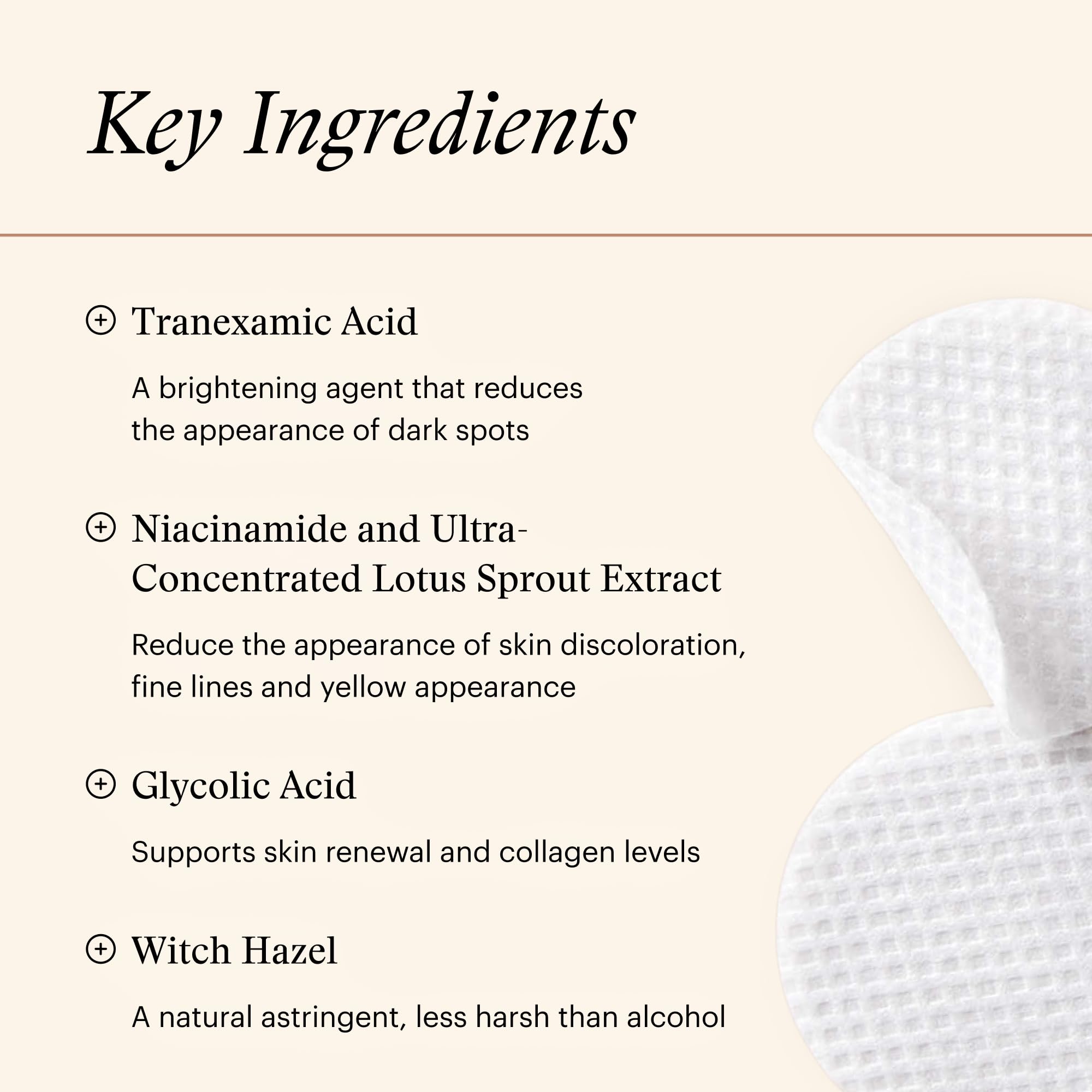 Pad being used on face illustrates daily exfoliation.