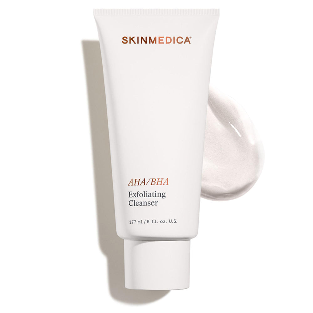 SkinMedica exfoliating cleanser bottle front with new packaging for smoother skin.