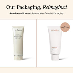 Foaming action of SkinMedica cleanser shown for cleansing and pore refinement.