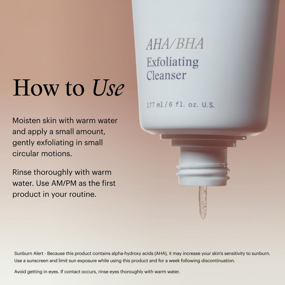 Highlight of AHAs and BHAs for brighter tone in SkinMedica cleanser.