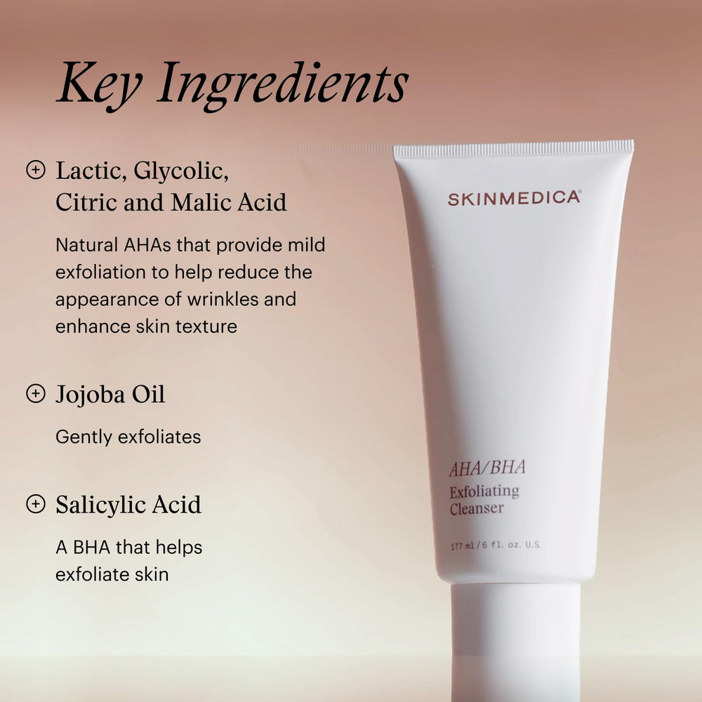 In-hand massage demonstrating soft lather from SkinMedica exfoliating cleanser.