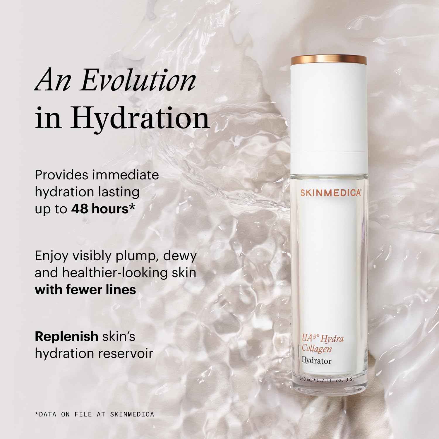 Close-up of SkinMedica HA5 texture for dewy skin.