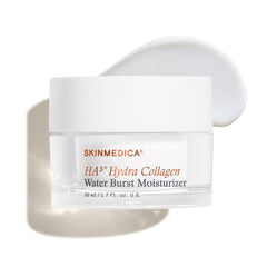 SkinMedica HA5 Water Burst jar demonstrates lightweight hydration for refreshed skin.